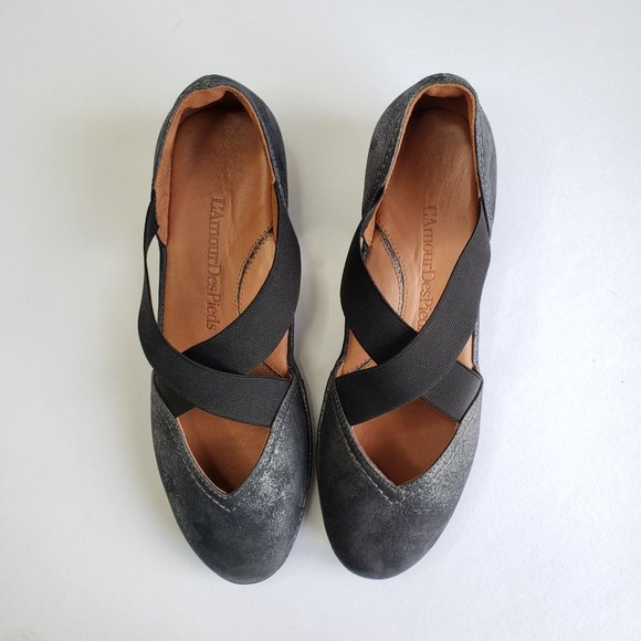 L'Amour Des Pieds Maryjane Comfort Shoes Gray Leather Slip On Strappy Shoe 7.5 - Picture 2 of 12